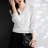 娜璐多 钉珠长袖针织衫温柔风2023早秋新款时尚气质雪纺上衣女拼接内搭 商品缩略图1