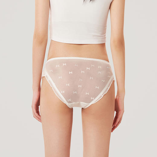 都市丽人时尚系列纯色蕾丝网布三角女士内裤新年本命年红品低腰三角裤LK33M5 商品图3