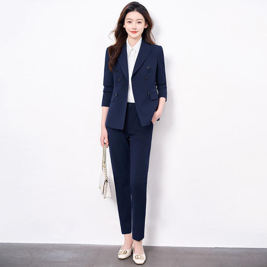 【西装+西裤】罗蒙春秋款女式套装简约百搭商务通勤职场西装两件套女 商品图6