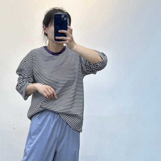 【9月15日上午11:00 女士条纹卫衣 秒杀】SR家的特殊环保棉 华芙格女款条纹宽松长袖卫衣 必收款 商品图7