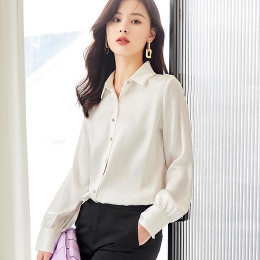 娜璐多 高级感时尚纯色衬衫女2023年早秋新款休闲打底衫搭配半身裙两件套 商品图1