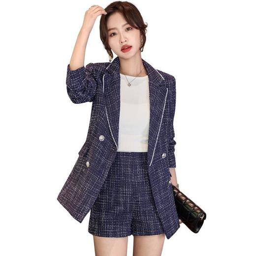 娜璐多 韩版条纹格子小西服套装女2023秋季新款气质通勤修身显瘦西装外套 商品图4