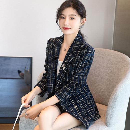 娜璐多 时尚套装女2022秋季新款西装外套纯色休闲西装通勤正装两件套套装 商品图3