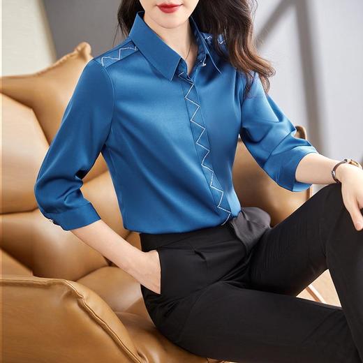 娜璐多 女士雪纺衬衫两件套2023春夏小香风休闲衬衣套装立领绿色薄款上衣 商品图0