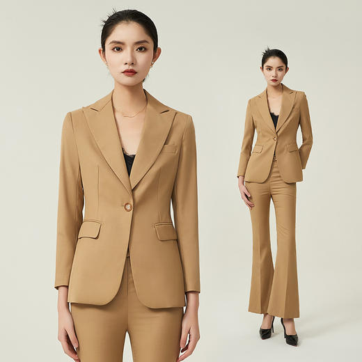 IWY/高端卡其色西装套装女秋季款时尚气质职业装售楼部酒店前台工作服193028C1+P3 商品图3