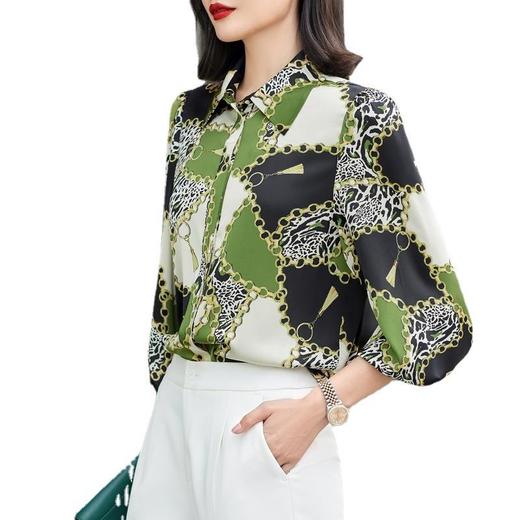 娜璐多 2023年豹纹衬衫女+直筒裤两件套女百搭秋韩版新款洋气通勤 商品图4