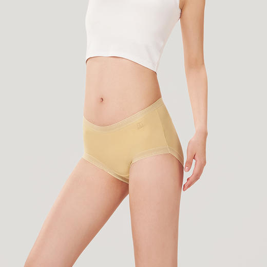 都市丽人基础系列锦泳磨毛薄透丝滑中腰平角女士内裤新年本命年红品LK35J3 商品图2