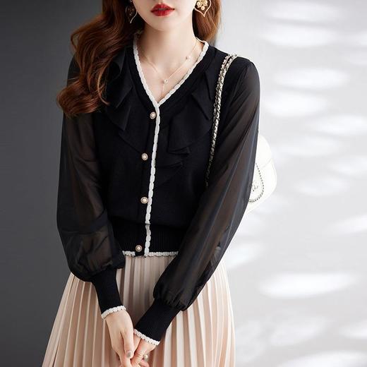 娜璐多 2023春秋新款长袖女式针织衫设计感时尚气质小香风百搭上衣女气质 商品图3