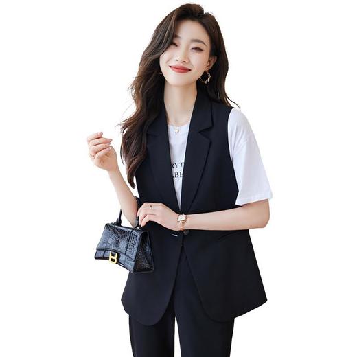 娜璐多 时尚西装马甲女早秋2023新款无袖坎肩背心上衣外穿马甲外套套装女 商品图4