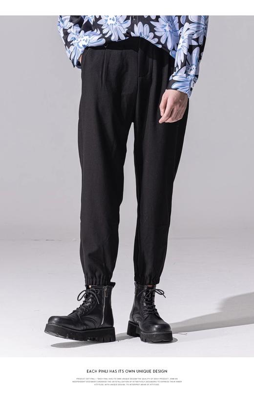 PINLI品立新款百搭纯色直筒休闲束脚长裤男小脚裤子潮牌B213117122 商品图0