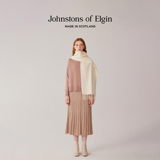 Johnstons of Elgin经典纯羊绒宽幅围巾 纯色 商品图10