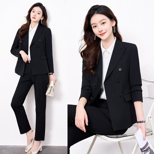 【西装+西裤】罗蒙春秋款女式套装简约百搭商务通勤职场西装两件套女 商品图3