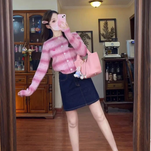 SelfWho粉色羊驼毛开衫针织衫090404 商品图7