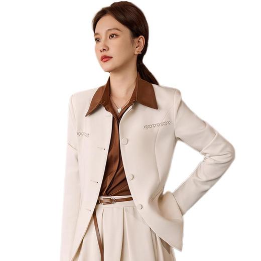 娜璐多 米白色法式套装裙女2023秋季新款轻奢小香风外套中长半身裙两件套 商品图4