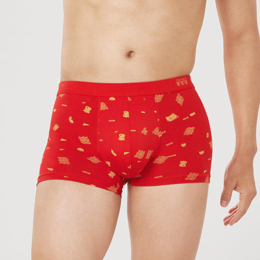 都市丽人都市锋尚日常休闲40S棉拉架棉质平角男士内裤新年本命年红品FK3CF5 商品图1