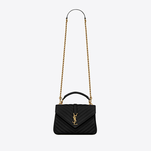 【二】SAINT LAURENT 圣罗兰 女士 COLLEGE 中号绗缝皮革手袋 黑色 600279 BRM07 1000 商品图3