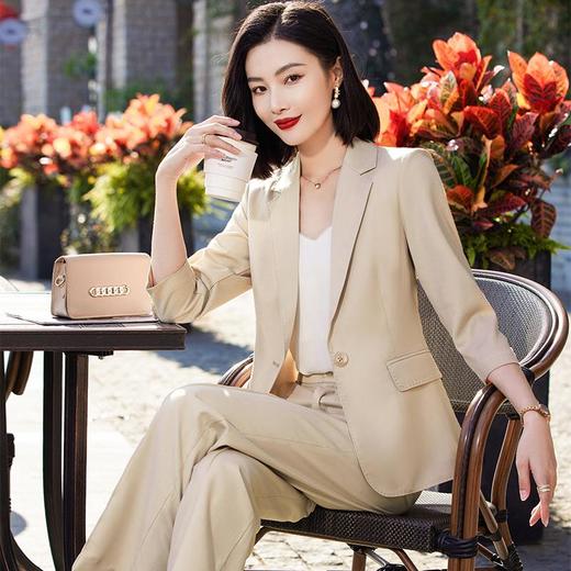 娜璐多 绿色阔腿裤西装套装女夏薄款2023高级感新款气质休闲七分袖小西服 商品图4