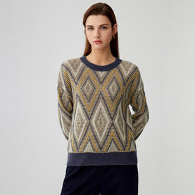 【菱形撞色羊绒衫】羊绒世家秋冬新品女士新品内搭保暖毛衣