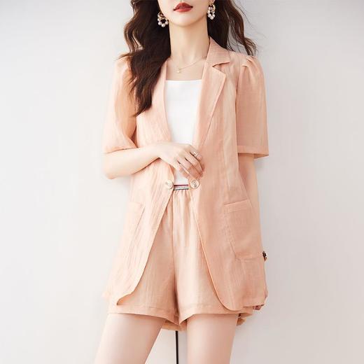 娜璐多 天丝莱赛尔薄款西装套装女夏季2023新款设计感气质显瘦短裤两件套 商品图3