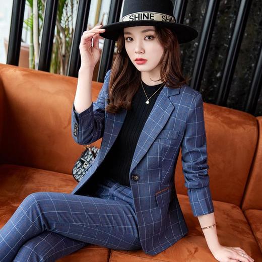 娜璐多 格子西装套装女时尚潮流2023年早秋新款设计感小众休闲西服两件套 商品图3