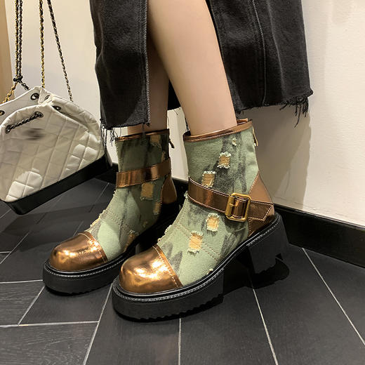 时尚个性，牛仔风潮甜酷厚底辣妹短靴QQJ-JZ-979 商品图3