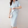 娜璐多 蓝色高级感法式气质套装女2023夏季新款短袖小西服中裙两件套短款 商品缩略图3