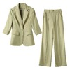 娜璐多 绿色阔腿裤西装套装女夏薄款2023高级感新款气质休闲七分袖小西服 商品缩略图3