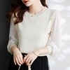 娜璐多 蕾丝拼接针织衫女早秋新款2023时尚气质内搭打底上衣女设计感小众 商品缩略图0