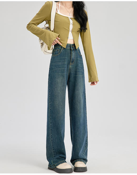 【YW】无忧购秋季遮肉显瘦拉长腿部比例塑形显瘦塑造小蛮腰视觉显瘦牛仔裤JM8808（截单后7天发货) 商品图1