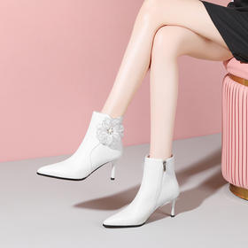 优雅个性，尖头花朵高跟细跟短靴YSML-A781-551