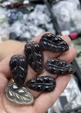 和田玉烟紫叶子吊坠 商品图0