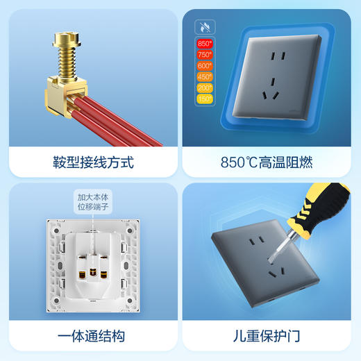 OPPLE欧普照明开关插座W18悦灵星河灰usb空调16A插座五孔10A面板暗装二开多控 商品图2
