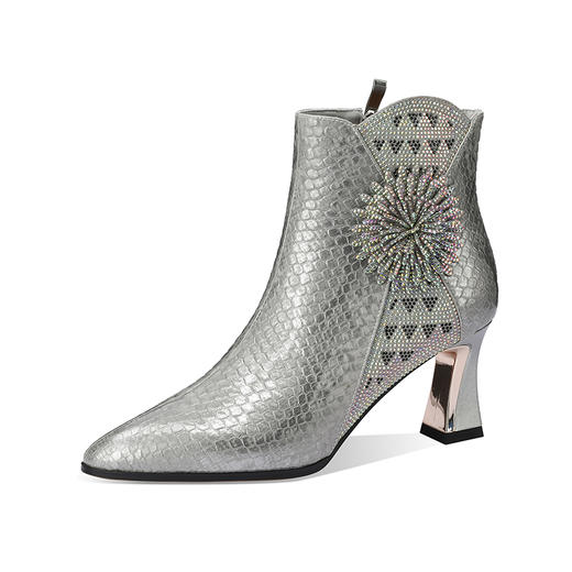 时尚优雅，尖头拼接高跟短靴YSML-A803-341 商品图5