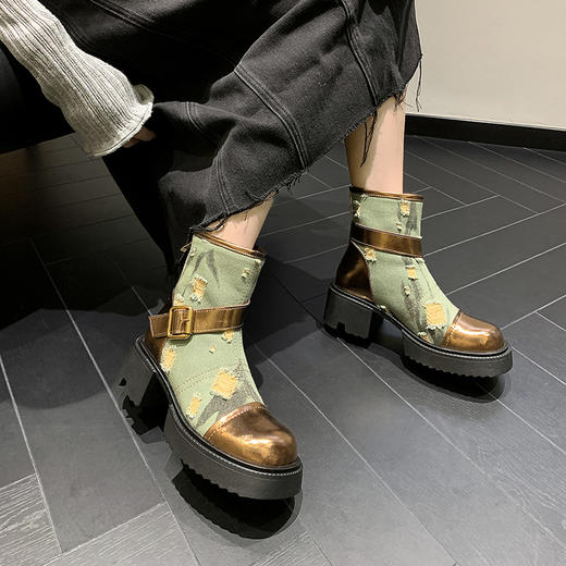 时尚个性，牛仔风潮甜酷厚底辣妹短靴QQJ-JZ-979 商品图6