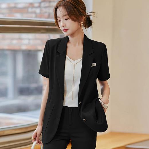 娜璐多 夏季时尚西装外套女2023新款小个子气质高端短袖韩版薄款西服套装 商品图2