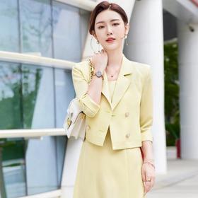 娜璐多 短款小西装内搭连衣裙两件套女早秋2023新款西服外套通勤套装套裙