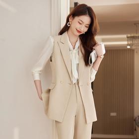 娜璐多 时尚西装马甲女2023新款韩版宽松外穿西服马夹背心套装两件套气质