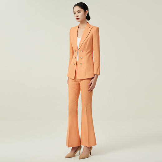IWY/秋季长袖西装套装女时尚气质高级感阔腿裤职业装橘色休闲西服外套203026CP1 商品图2