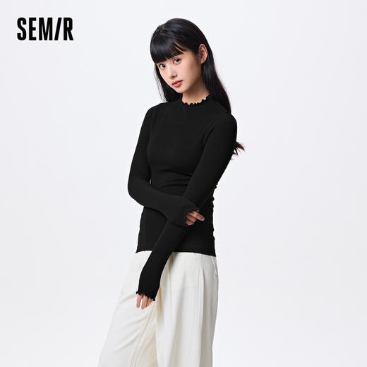 森马内衣女士半高领修身上衣时尚无缝一体弹力舒适打底衣 商品图1