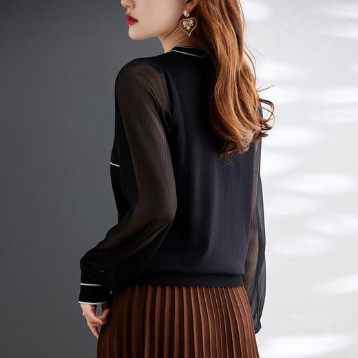 娜璐多 拼接撞色女式针织衫小香风气质时尚上衣女2023初秋新款设计感百搭 商品图3
