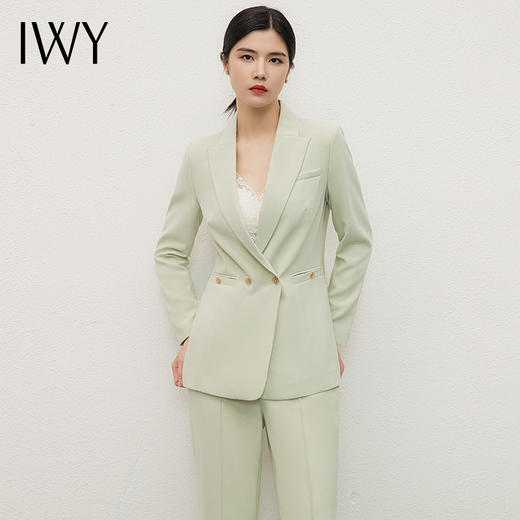 IWY/绿色职业装女士西装两件套装高级感通勤职场正装西服美容院工作服CP13301 商品图4