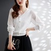娜璐多 钉珠长袖针织衫温柔风2023早秋新款时尚气质雪纺上衣女拼接内搭 商品缩略图2