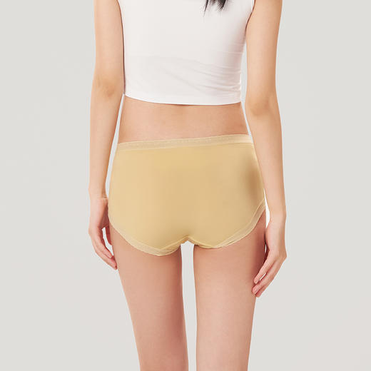 都市丽人基础系列锦泳磨毛薄透丝滑中腰平角女士内裤新年本命年红品LK35J3 商品图3