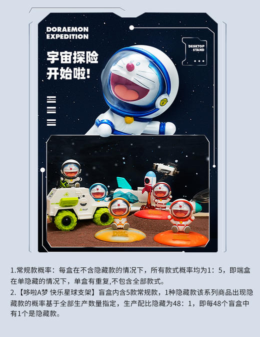 哆啦A梦 快乐星球支架 6只/盒 盲盒 商品图0