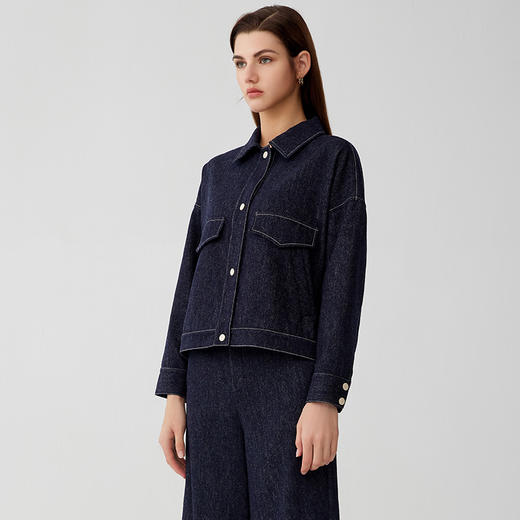 【女士牛仔外套】23年秋冬新品女士纯羊毛仿牛仔面料短款外套 商品图1