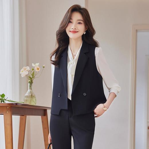 娜璐多 通勤短款马甲小脚裤两件套2023秋季新款休闲简约百搭套装女 商品图1