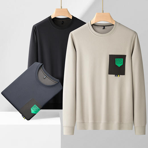 【新款DDP】大依优型大码卫衣贴布印花长袖加肥加大胖子上衣男士T恤肥佬打底男装 商品图2