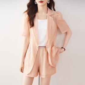 娜璐多 天丝莱赛尔薄款西装套装女夏季2023新款设计感气质显瘦短裤两件套