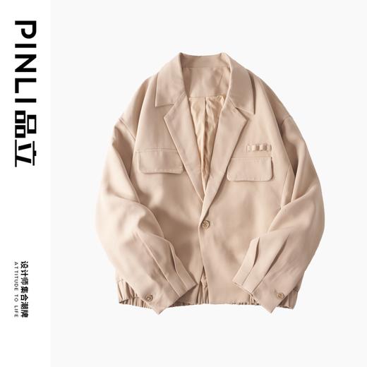 PINLI品立秋冬新品西装领休闲夹克男士纯色潮牌短款茄克外套B252104051 商品图6