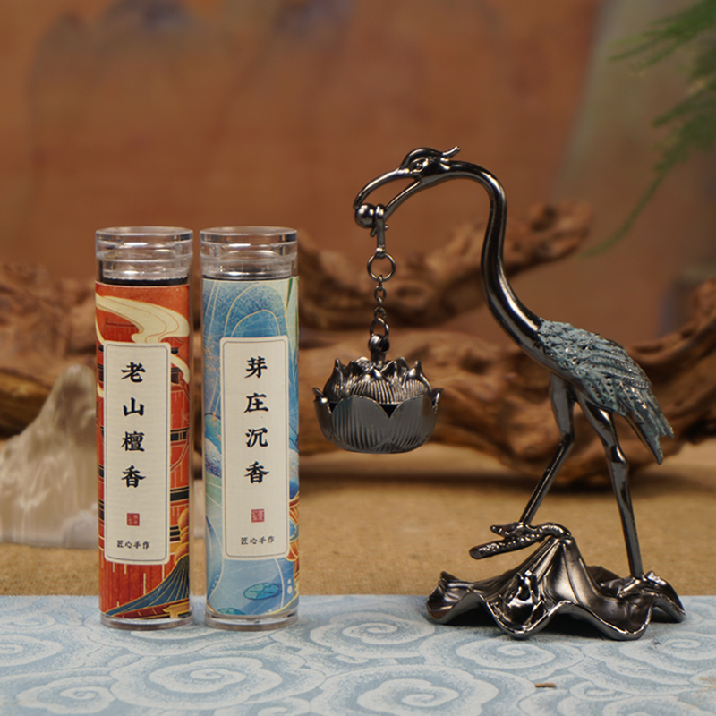 小仙鹤香炉套装 香炉+沉香+檀香盘香 香薰炉摆件